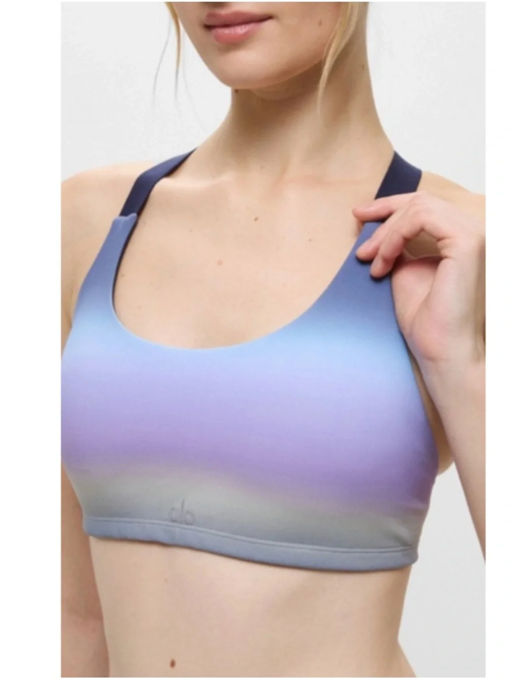 NWT Alo Sunset Yoga Vapor Gradient Dusk Take Charge Bra in Dusk Sky - S